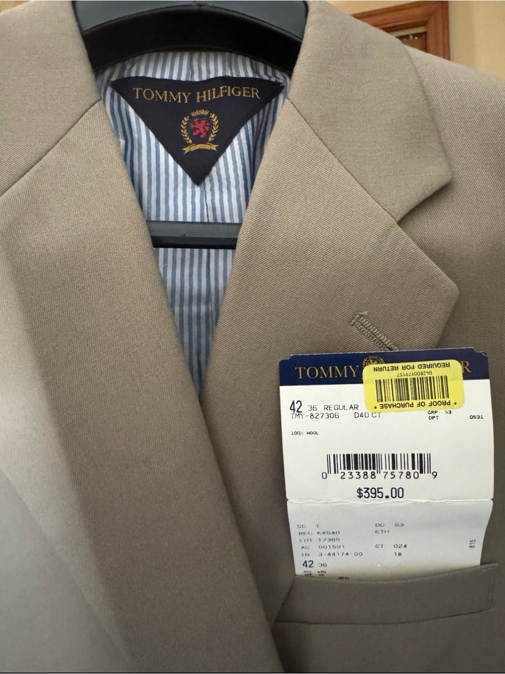 Tommy Hilfiger Tan Wool Sport Coat Blazer 42R Beige 2 Button Classic - Picture 3 of 14